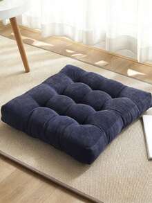 1pc Large 55cm Corduroy Square Cushion, Thickened Quilted Solid Color Chair Pad, Tatami Floor Mat, Office Seat Cushion - Square Thick Seat Cushion - View 6