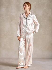 EverLounge Men's And Women's Satin Printed Pajama & Loungewear Sets – Elegant, Premium "Old Money" Style For Couples - Multicolor - View 2