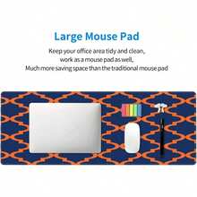 Moroccan Pattern Orange Navy Blue Mouse Pad, Anti Slip Rubber Base, Mouse Pad, Table Pad - Mouse Pad - View 4