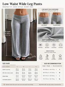 High Waist Wide Leg Casual Pants, Women's Commute Sports Elegant Modern Solid Color Slim Fit Wide Leg Pants Fall - Grey - View 8
