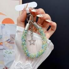 Plush Fuzzy Phone Wrist Strap With Star Pendant, Soft Fluffy Anti‑Lost Phone Lanyard With Patch, Multi‑Color Cute Phone Charm Wristband For Phone Case - Multicolor - View 9