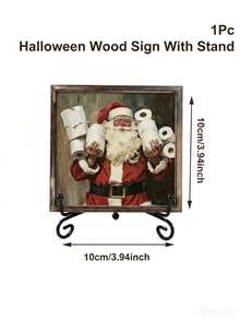 1pc Santa Claus Pattern Wooden Decorative Painting, Bathroom Humor, Party Tabletop Decor, Christmas Decoration, Christmas Bathroom Decor, Santa Claus Holding Toilet Paper Decor, Living Room, Dining Room, Bedroom Decor, Christmas Decoration, Christmas Party Supplies, Christmas Home Decor, Winter Decor, Christmas Gift, Party Favor, Gag Gift, Christmas Decor, Merry Christmas - Santa Claus - View 4