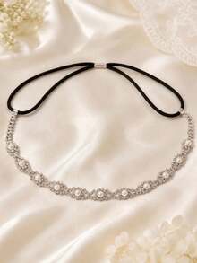 1pc Pearl Rhinestone Headband For Women, Bridal Wedding Headpiece With Crystal And Faux Pearl Detail, Elegant Elastic Hairband For Bride Party Prom - Multicolor - View 4