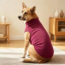 1 Buah Rompi Tanpa Lengan Leher Tinggi untuk Anjing Besar, Kemeja Anjing Rajut Lembut dan Elastis, Pakaian Hewan Peliharaan Dasar yang Hangat untuk Anjing Sedang hingga Besar, Pakaian Rumahan Sehari-hari - Burgundy - View 12