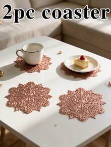 12pcs, Christmas, Gold Hollow PVC Drink Coasters, Washable Table Decor, Non-Slip Tableware Mats, Breathable Heat Dissipation Cup Holders, Lightweight And Easy To Store, Suitable For Restaurants, Cafes, Homestays, Applicable For Afternoon Tea, Holidays, Parties, Gatherings, Weddings, Dinner Parties. - Multicolor - View 18