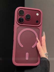 1件裝頂級親膚磨砂半透明磁吸手機殼，相容 iPhone 18 17 Pro Max 16 15 14 13 12 11 Pro，支援無線充電透明防震保護殼 - 酒紅色 - 查看 2