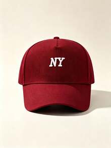 1pc NY Letter Embroidered Baseball Cap Structured Hard Crown Adjustable Cotton Casual Sports Sun Hat For Men Women - Multicolor - View 7