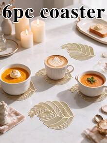 12pcs, Gold Hollow PVC Drink Coasters, Washable Table Accessories, Non-Slip Tableware Mats, Breathable Heat Dissipation Cup Holders, Lightweight And Easy To Store, Suitable For Restaurants, Cafes, Homestays, Compatible With Afternoon Tea, Holidays, Parties, Gatherings, Birthdays, Weddings, Dinner Parties. - Multicolor - View 11