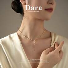 DARA Freshwater Pearl Necklace S925 Silver 3-4mm White Beads Starry Sky Design Luxury Gift For Women - White - View 4