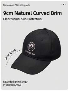 XIONGMAO Cotton Baseball Cap, Black Extended Brim Sun Hat, Casual Adjustable Sports Cap For Larger Head Sizes - Black - View 2