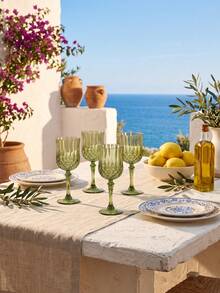 1pc Faceted Drinking Glass Set, Vintage Crystal Style Goblet, Elegant Long Stem Tableware, Suitable For Dining, Party, Wedding And Home - View 9