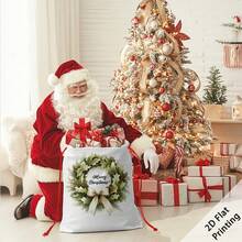 2pcs Christmas Theme Oversized Gift Bags, Christmas Wreath Bow Holly Leaf Gift Box Pattern Print, Can Be Used As Christmas Gift Bags, Decorative Props Yard Storage Bags, Create Christmas Atmosphere, Very Suitable For Holiday Gift Bags, Wedding Packaging, Birthday Party Gift Bags, Etc. - Multicolor - View 8