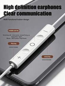 Type C Wired Earphones, 3.5mm Round Plug, USB C In-Ear Headphones, Electronic Call And Music Bass Stereo In-Ear Headphones, Compatible With IPad/PC - View 4