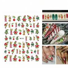 The Grinch 1 مجموعة ملصقات أظافر وحش أخضر الشعر لعيد الميلاد مع لاصق خلفي قابل للإزالة ملصقات إكسسوارات أظافر عيد الميلاد - متعدد الألوان - مشاهدة 5