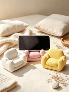 Cream Color Lazy Phone Tablet Stand, Textured Hard Sofa‑Style Holder, Cute Desktop Decor For Hands‑Free Viewing - Multicolor - View 7