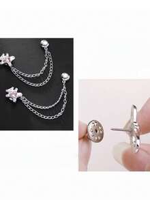 1/3/5pcs Multi-Functional Plastic & Metal Clothing And Trouser Leg Clips, Star-Shaped, Heart-Shaped, And Bow-Knot Faux Pearl Design, Non-Slip Pant Length Adjuster, Prevents Trouser Legs From Dragging On The Ground, Suitable For Jeans, - Multicolor - View 4