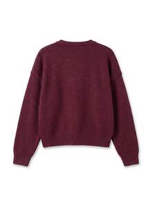 Just Masa Women's Fall Casual Button Front Sweater Cardigan, Solid Color Long Sleeve Round Neck Loose Sweater, For Daily Wear, Going Out, Office Travel, Date - Burgundy - View 4