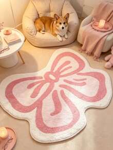 1pc Pink & White Bow Pattern Doormat, Decorative Carpet, Bedroom Decor, Small Rug, Carpet, Home Decor, Living Room Carpet, Small Living Room Rug, Bedroom Rug, Living Room Home Decor, Outdoor Rug, Washable Carpet - Multicolor - View 2