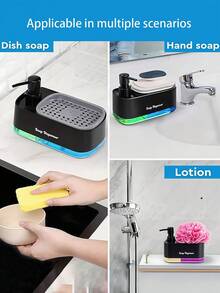 2-In-1 Soap Dispenser & Sponge Holder Sink Storage Organize For Men And Women Refillable Soap Dispenser Bottle For For Kitchen Home Bathroom Decor Indoor Daily Back To School Travel Holiday Party Favor Essential Accessory - Multicolor - View 8