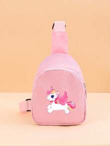 1pc Cute Unicorn Crossbody Bag For Toddlers, Lightweight Adjustable Mini Shoulder Bag For Kids, Suitable For Daily, Outdoor, Travel, Birthday Gift Chest Bag - Pink - View 10