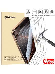 4pcs Tempered Glass Screen Protector Compatible With Iphone 18 Pro/18 Pro Max/17/16/16e/7/8 Plus/X/XR/XS Max/15/13/11/12/14 Pro Max/Mini, Anti-Scratch, Screen Protection - Clear - View 39
