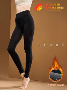 MOIRÉALLURE 1-Pair Pack 女款抓絨內裡內搭褲，加厚保暖秋季與冬季穿著 - 黑色 - 查看 4