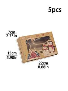 2pcs/5pcs/10pcs Brown Christmas Window Gift Boxes, Cute Snowman Penguin Santa Claus Boxes, Suitable For Holiday Snacks, Cookies And Candies, Perfect For Christmas Party Favors - View 20