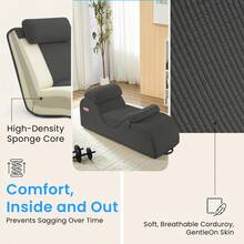 Modern Corduroy Adjustable Lounge Sofa, Washable Fabric Couch With Solid Wood Frame For Home Use - Light Grey - View 4