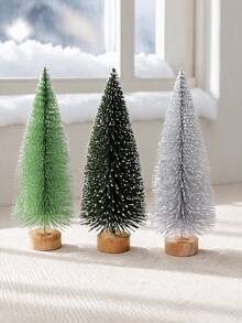 15pcs Mini Christmas Tree Decor Set - 5 Sizes Bottle Brush Christmas Trees With Wooden Bases, Miniature Pine Trees For Christmas Party Home Desktop Craft Decoration - Christmas Tree Decorations - View 6