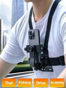 Outdoor Sports Camera Chest Strap, Universal Adjustable Chest Support, POV Perspective Chest Mount, Phone Live Streaming Chest Support, Body Fixing Device With Backplate, Dual Locking Design And Safety Buckle. Suitable For Cycling, Kayaking, Running, Video Live Streaming, Extreme Sports Camera Mounting, First-Person Perspective Cycling Shooting Accessory, Easy Installation, Perfect Gift For Cycling Photography Enthusiasts, Extreme Sports Phone Mount - Black - View 4
