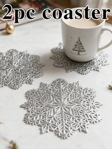 12pcs, Christmas, Gold Hollow PVC Drink Coasters, Washable Table Decor, Non-Slip Tableware Mats, Breathable Heat Dissipation Cup Holders, Lightweight And Easy To Store, Suitable For Restaurants, Cafes, Homestays, Applicable For Afternoon Tea, Holidays, Parties, Gatherings, Weddings, Dinner Parties. - Multicolor - View 12