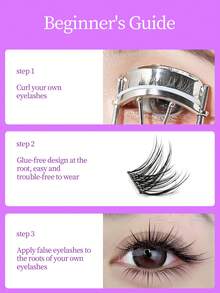 Glue-Free Mixed Style Large Capacity False Eyelashes, Cluster Style, Adjustable Density, Beginner-Friendly, Suitable For Commute And Date - View 3
