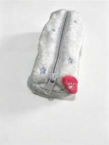1pc Cute Cake Plush Pencil Case, Heart Cartoon Large Capacity Stationery Bag, Soft Student Plush Pencil Storage Bag - Multicolor - View 10