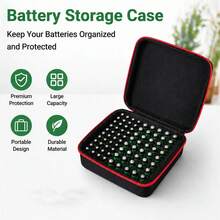 Battery Organizer Storage Case, Holder For 80AA AAA Batteries, EVA Hard Shell Waterproof Shockproof Dustproof Portable Carrying Case For Home & Travel - View 3