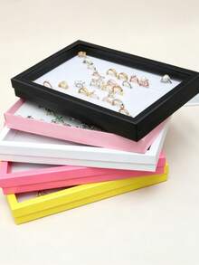1pc 100-Slot Jewelry Ring Display Box, Large Capacity Storage Box, Tray-Style Earring Storage Display Box, Dust-Proof Transparent Storage Box With Clear Lid, Suitable For Stud Earrings, Hoop Earrings, Multiple Rings, Ideal For Drawer Storage And Display - Multicolor - View 5
