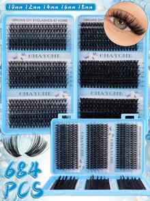 720/684/648 Pcs Large Capacity Cluster Lashes, Portable Segment Lash Extensions For Beginners, Soft Natural Look, Dense & Fluffy Individual Lashes, Long‑Lasting Lightweight, For Daily Makeup & Home DIY - D - View 10