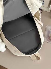 1pc Mini Butterfly Embroidered Backpack, Casual Campus Style Multi-Compartment Multi-Zipper Pocket Daily Bag, Suitable For School Commute And Daily Outings - Multicolor - View 7