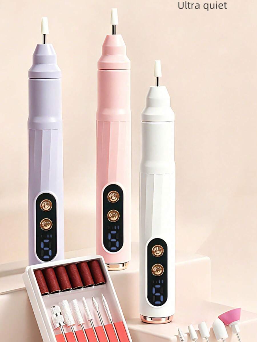 1 Set Rechargeable Nail Drill, Includes 11 Grinding Heads, Electric Nail Pen With Display Screen, Type-C Interface, 300mAh Battery Capacity, 5-Speed Variable, Suitable For Removing Dead Skin, Calluses, Nail Trimming, Nail Removal, Nail Polishing