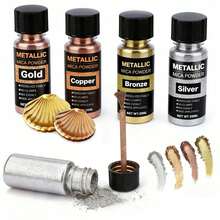 6PCS/1PC Metallic Mica Powder, Brushed Bottle Of Mica Powder, Resin Dyes, Resin Color Pigments For Making Epoxy Resin, Clay, Jewelry, Candles, And Paints, Available In 20ml Six Colors. - Multicolor - View 2