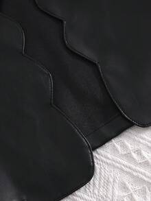 Galaxy Graffiti 8-12 Years Old Girls Jacket, Wavy Trim Placket + Pearl Embellished Puff Sleeves, Sweet & Cool Elegant Style Suitable For Birthday Parties, Performances And Holiday Outings - Black - View 6