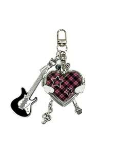 Y2k Heart-Shaped Mirror Bag Charm, Style Musical Note Guitar Pendant, Portable Heart-Shaped Mirror Keychain, Birthday Or Holiday Gifts. - Multicolor - View 16