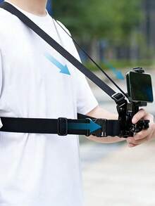 Outdoor Sports Camera Chest Strap, Universal Adjustable Chest Support, POV Perspective Chest Mount, Phone Live Streaming Chest Support, Body Fixing Device With Backplate, Dual Locking Design And Safety Buckle. Suitable For Cycling, Kayaking, Running, Video Live Streaming, Extreme Sports Camera Mounting, First-Person Perspective Cycling Shooting Accessory, Easy Installation, Perfect Gift For Cycling Photography Enthusiasts, Extreme Sports Phone Mount - Black - View 6