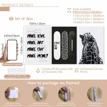 3 Pieces Set Frameless Retro Black And White Gallery Wall Art, Y2K Aesthetic Fashion Collage Poster Set, Grunge Leopard Print, Suitable For Dormitories, Bedrooms, And Apartments | Avant-Garde Room Decoration, Selected Wall Gallery - Multicolor - View 12