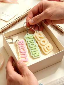 Personalized Name Keychain, Customized Name Backpack Charm, Diaper Bag Tag, Lunch Box Label, Teacher Keychain, Customizable Text, Suitable For Parents, Family, Friends, Children, Students And Professionals, Applicable For Office, Tea Room, School And Home Environment, Teacher's Day Gift, Back To School Gift - Multicolor - View 5