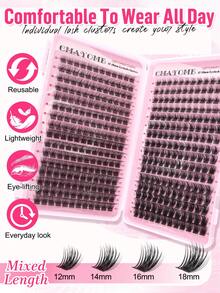 320/384pcs Of D-Type Curly Eyelash Clusters,With Simulated Mink Fur Texture And Natural Eyelash Clusters Available In Manga Style,With Elongated Eye Tails And Enlarged Eyes In Various Styles. Soft Eyelash Self-Adhesive Set,Eyelashes Can Be Reused. - Pink - View 8