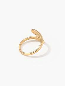 Vandermere 1pc 18K Gold Plated Stainless Steel Adjustable Open Ring, Teardrop Colorblock Design, Elegant Jewelry Gift, Bohemian Style - Water Drop - View 4