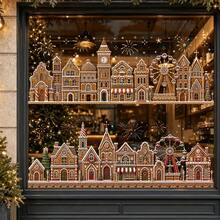 1 Set Of 4pcs Christmas Gingerbread Town Ferris Wheel Fireworks Window Sticker, Reusable PVC Electrostatic Adsorption Window Sticker, Suitable For Shops, Cafes, Homes, And Holiday Party Decorations. - Multicolor - View 1