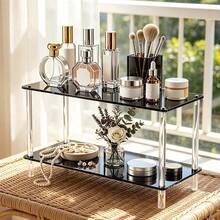Étagère de rangement en acrylique pour bureau, organisateur à plusieurs niveaux pour livres & dossiers, support d'affichage de comptoir pour cosmétiques et parfums - Multicolore - Voir 5