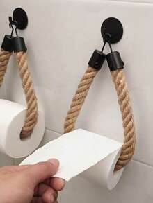 Jute Rope Toilet Paper Holder Bathroom Towel Rack Wall Mounted Design No Drilling Required Can Hang Face Towels And Hand Towels Handmade Roll Paper Storage Rack Suitable For Home, Commercial Office, Kitchen, Bathroom Decor Accessories Apartment Essentials - Multicolor - View 8