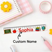 Personalized Custom Name Transparent Ruler, Can Be Engraved With Your Name/Text, Suitable For School, Office, Durable And Lightweight, Perfect Gift For Students, Teachers, Graduation, Birthday, Back To School Supplies - Multicolor - View 2